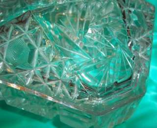 1967 Lead Crystal 2 pc ORNATE CANDY DISH Star Sunflower  