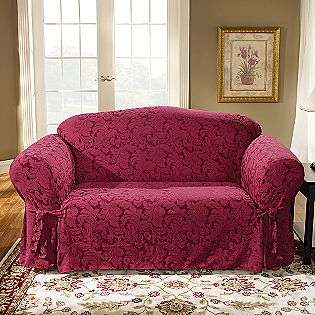 Scroll Burgundy Sofa Slipcover  Sure Fit For the Home Pillows, Throws 