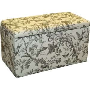  Skyline Furniture Upholstered Storage Bench   Aviary Toile 