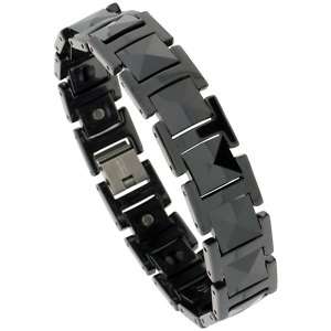 Tungsten Carbide Black Magnetic Bracelet, w/ H & Cushion Links btn154 