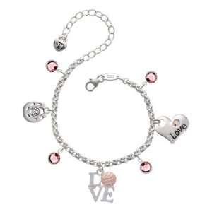 Silver Love with Pink Volleyball or Water Polo Ball Love & Luck Charm 