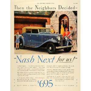 1933 Ad Nash Automobiles Adv. Eight Convertible Sedan   Original Print 
