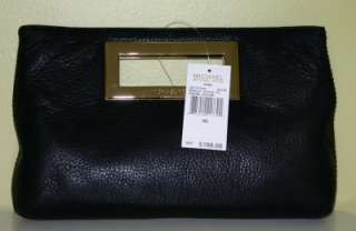 SALE MICHAEL KORS Berkley Clutch Black Gold Leather Bag NWT  