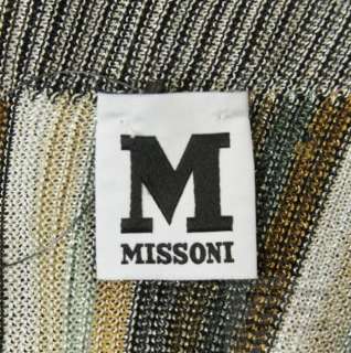 Missoni Black Gold & Sage Metallic Shimmer Short Sleeve Dolman Top 