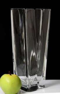 TALL CONTEMPORARY CUT POLISHED CRYSTAL MODERN VASE 10  