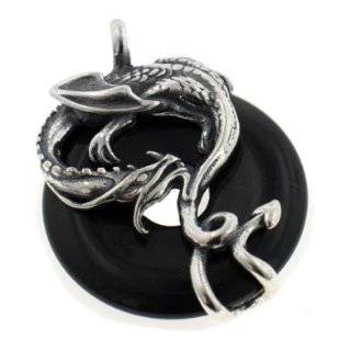  Sterling Silver Detailed Dragon on Genuine Black Onyx 