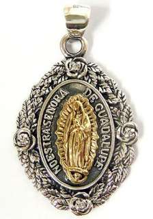 GOLD VIRGIN MARY JESUS 925 STERLING SILVER OVAL PENDANT  