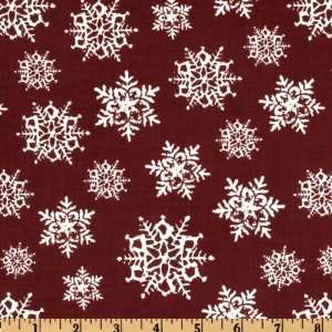  44 Wide Holly Jolly Snowflakes Red Fabric By The Yard 
