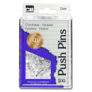  Charles Leonard Inc. Push Pins, Clear, 100/box (200 CL 