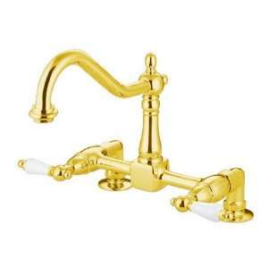   Brass PKS1142PL 8 inch center spread deck mount bridge kitchen faucet