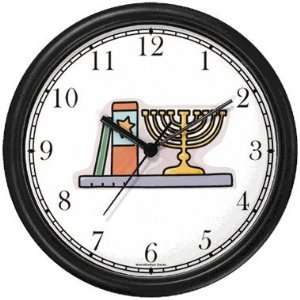  Menorah & Jewish Books Judaica Jewish Theme Wall Clock by 