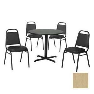  Table & Economy Stack Chair Set, Maple Fusion Laminate Table/Black 
