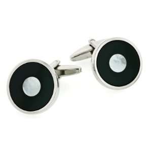  Dramatically styled cufflinks with onyx and mother of 
