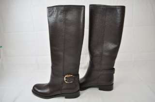 GUCCI BROWN LEATHER RIDING BOOTS BAMBOO SZ 37.5 / 7.5 $1295 (GG221 