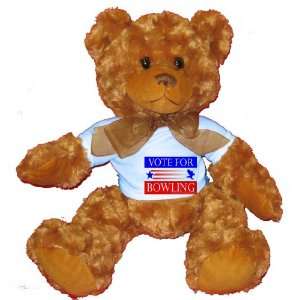  VOTE FOR BOWLING Plush Teddy Bear with BLUE T Shirt Toys & Games