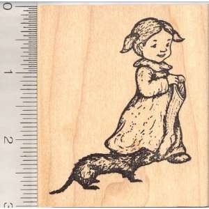  Ferret with Childs Stocking Rubber Stamp Arts, Crafts 