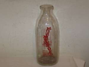 Vintage Monroe Dairy 1 qt Square Milk Bottle. FC  