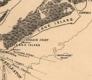 1862 Civil War map Charleston, South Carolina  