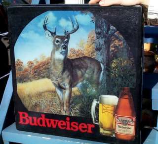   Budweiser Wildlife Outdoor Buck Deer Scene Beer Light Sign WOW  