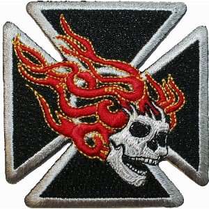   Iron On Cross Embroidered Motorcycle Biker Patch 