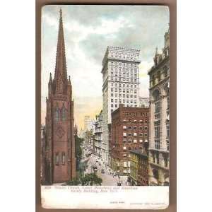    Postcard Trinity Church early 1900s New York City 