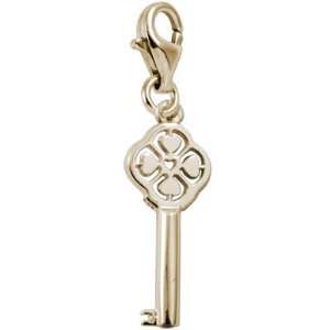 Rembrandt Charms 4 Heart Key Charm with Lobster Clasp, Gold Plated 