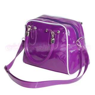 Purple Patent Leather Handbag Bag Purse+Shoulder Strap  