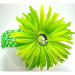  Lime Green Spider Daisy Flower on Lime Green Headband 