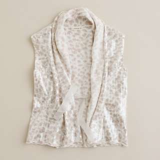 Girls snow leopard shimmer vest   cotton   Girls sweaters   J.Crew