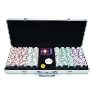  500 12.2 Gram Clay Coin Inlay Poker Chips w/Aluminum Case 