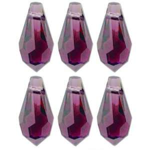  6 Amethyst Teardrop Swarovski Crystal Beads 6000 15mm 