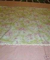   , Cottage; Tie On Fabric Shower Curtain Pink & Green Toile  