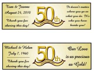 50th ANNIVERSARY PARTY FAVORS VOTIVE CANDLE LABELS  