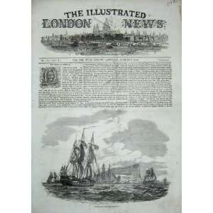   1844 British Fleet Ships Gibraltar War Rock Old Print