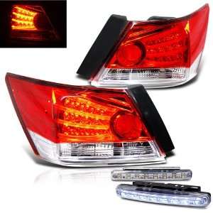 Eautolights 2008 2010 Honda Accord 4 Door LED Red & Clear Tail Lights 