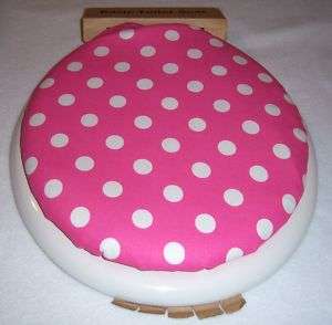 PINK w/ WHITE POLKA DOTS 14 x13 Toilet Seat Lid Cover  