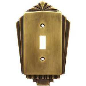  Art Deco Switchplate. Stamped Brass Deco Style Single Gang 