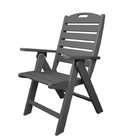   Recycled Cape Cod Outdoor Patio Folding High Back Chair   Slate Grey
