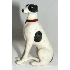  GREYHOUND Dog White w/Black Sits Figurine MINIATURE New 