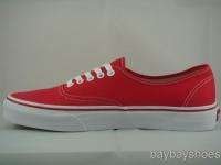 VANS AUTHENTIC RED/WHITE CLASSIC SKATE MENS ALL SIZES  