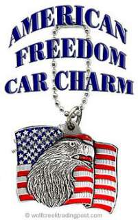 AMERICAN FLAG EAGLE CAR CHARM for REAR VIEW MIRROR   PATRIOTIC GIFT 