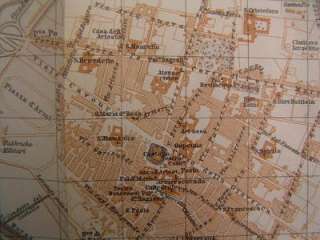 Ferrara Italy 1895 color litho detailed city map plan  