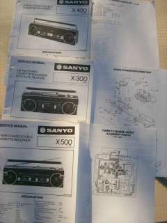 1985 SANYO BOOMBOX SERVICE MANUALS X 300,400,500 #340  