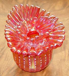 Signed FULTON Red Lustre Anemone Art Glass Sculpture  