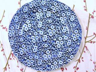 Calico Royal Crownford Blue Flowers Transferware Porcelain Dinner 