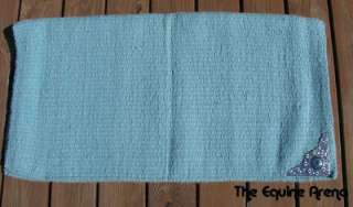 Power Blue Wool Saddle Blanket (34x38) Silver Corner Plate 3 Concho 