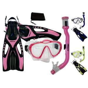 PROMATE Junior Snorkeling Scuba Dive PURGE Mask DRY Snorkel Fins Gear 