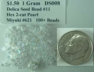 Miyuki Delica 621 2 Cut Hex #11 Seed Beads Pearl DS008  