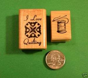 Sewing and Quilting Themed Rubber Stamp Set, 2 wd mtd  
