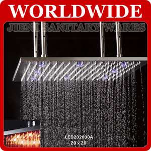 20 Stainless Steel square LED rain shower head JN999k  